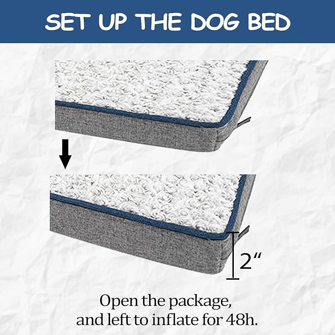 EMPSIGN Reversible Cool and Warm Dog Bed for Crate Pad, Pet Beds with Washable and Removable Cover, Dogs Crate Beds Sleeping Mats, Beds for Dog Crate for Large Medium Small Dogs, Grey