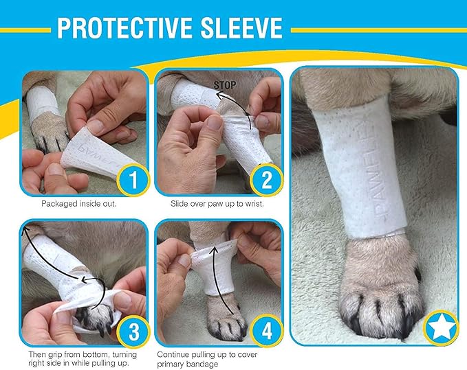 Protective Sleeve Tubular Cover - Bandages - for Dogs Cats and Other Pets First Aid Wound Care Comfortable Non-Adhesive Breathable & Water Resistant 12 Strips (yields 24-36 Covers)-(Medium)