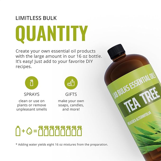 Tea Tree Essential Oil 16 Ounce (2 Pack) – Aromatherapy Tea Tree Oil Bulk for Diffuser, Soap Making, Home, Candles
