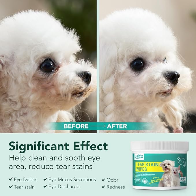 Dog Eye Wipes, Gentle Eye Wipes for Dogs & Cats, Pet Eye Cleaner Wash Removes Discharge, Crust, Debris, and Gunk (200, Unscent)
