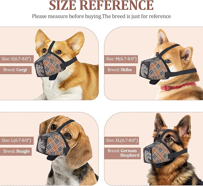 Dog Muzzle for Small Large Dogs - Soft Nylon Basket Muzzle with Adjustable Strap, Breathable Mesh Design Prevents Biting Chewing Licking Eating - Ideal for Training, Grooming & Vet Visits (Yellow, M)