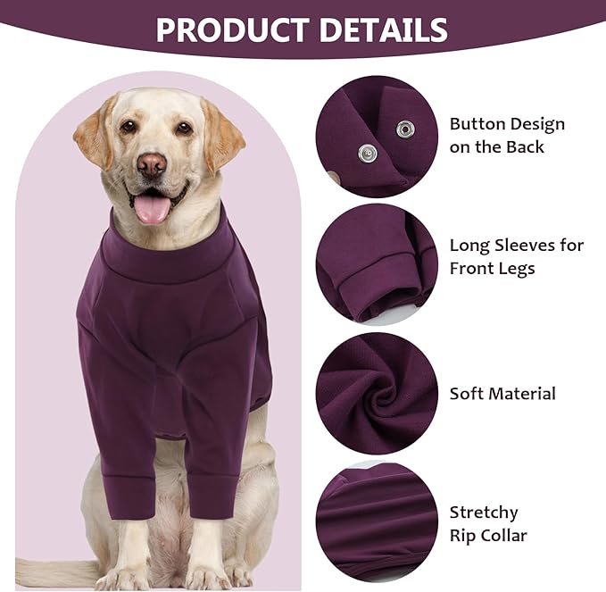 IDOMIK Dog Recovery Suit, Dog Surgery Recovery Suit Front Legs, Comfy Joint Leg Sleeves After Surgery, Elbow Braces Protector for Leg Injuries & Joint Pain, Cone Collar Alternatives,Purple,2XL