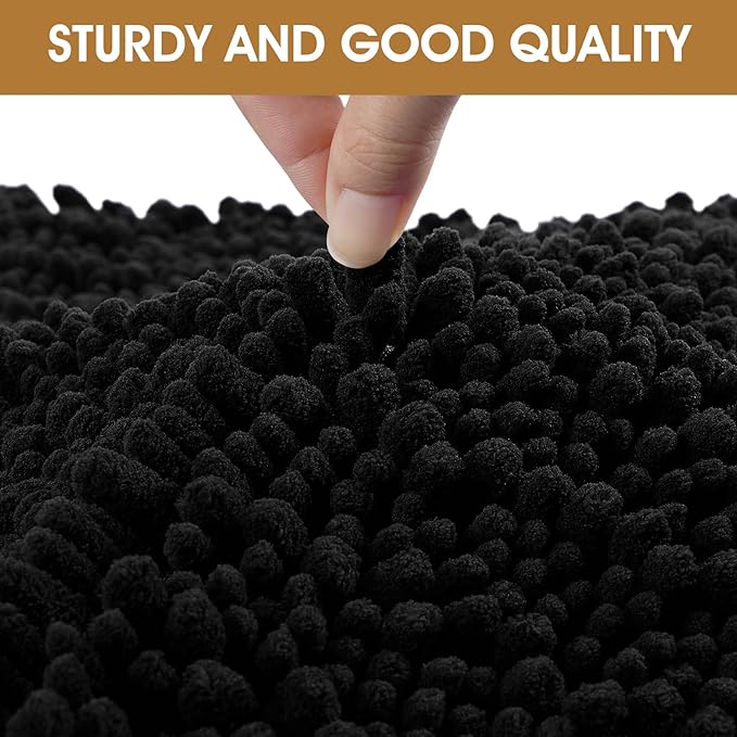 IM HOME Extra Large 71" x 25" Black Dog Door Mats for Muddy Paws, Chenille Absorbent Dog Mat, Non Slip Heavy Mud Mat for Dogs, Soft Pet Bed Mat for Entryway, Mud Paws, Inside Floor