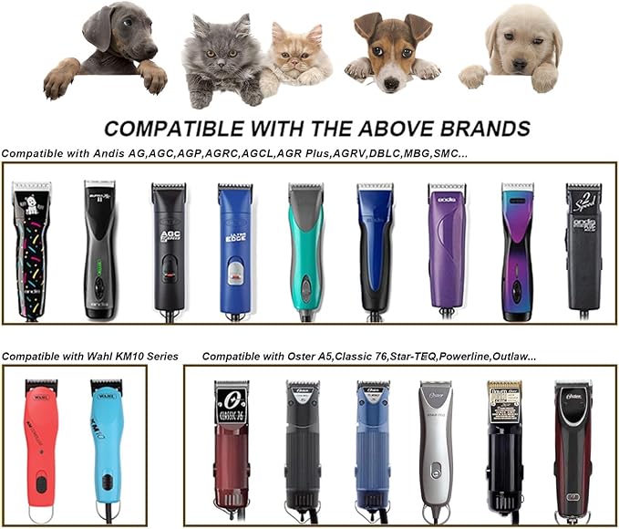 3PACK 40 Blades Dog Grooming Blades Compatible with Ainds/Oster A5/Wahl KM-10 Series Dog Clippers,Detachable Clipper Replacement Blade，Black