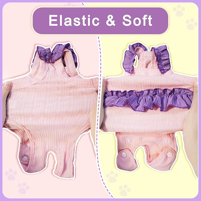 Cat Recovery Suit,Kitten Onesie After Surgery,E-Collar Alternative for Abdominal Wound and Skin Diseases,Soft Breathable Bodysuit After Spay（Purple-m）