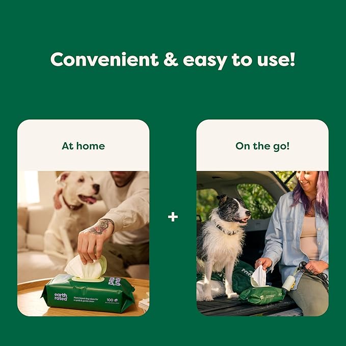 Earth Rated Pet Wipes for Dogs and Cats, Hypoallergenic, Cleaning and Hydrating, for Grooming Paws, Body and Butt, Unscented, 400 Count