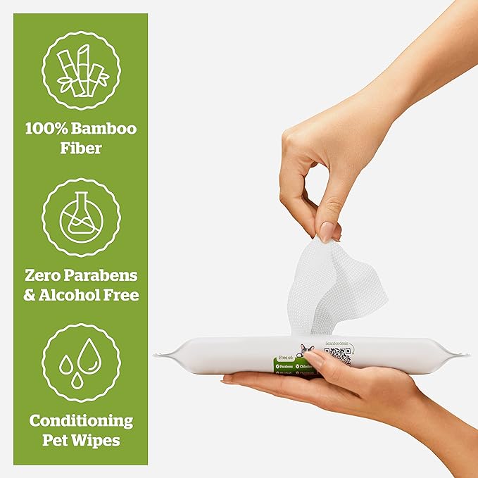 Pogi’s Dog Wipes Travel Packs – Hypoallergenic Pet Wipes for Paws, Body & Butt – Cleaning & Hydrating, Green Tea Scent, 120-Count