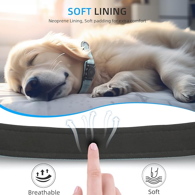 Upgraded AirTag Dog Collar, IP68 Waterproof Air Tag Dog Collar Holder, Reflective, Ultra-Durable, Comfortable Padded, Heavy Duty Dog Collars for Small Medium Large Dogs (S (10.6"-13.6"), LightBlue)