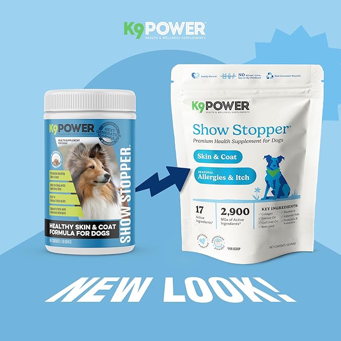 K9 Power Show Stopper for Dogs 1lb – Boosts Coat Shine & Promotes Healthy Skin Tone Strengthens Immune System Enhances Digestive Health - Pack of 2