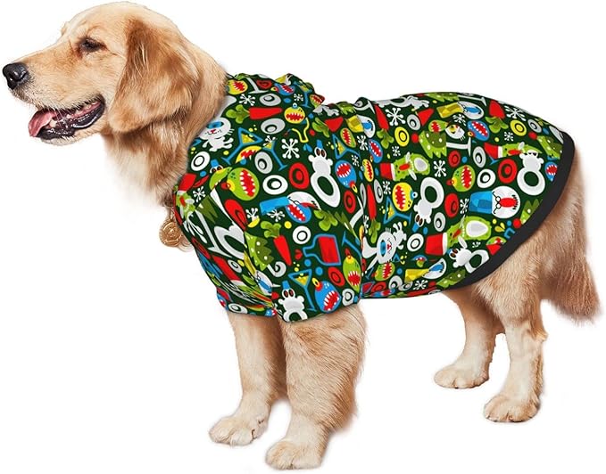 Christmas Green Monster Hoodie,Christmas Cosplay Dog Clothes with Pocket and Hat Winter Clothes Sweaters XXX-Large
