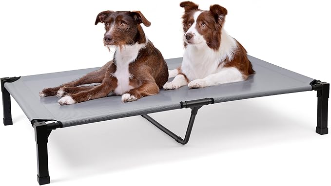 Heeyoo Elevated Dog Bed, Cooling Raised Pet Cot with Chew Proof Washable Breathable Mesh and Metal Frame, Portable Dog Cot Bed with No-Slip Feet for Outdoor or Indoor Use