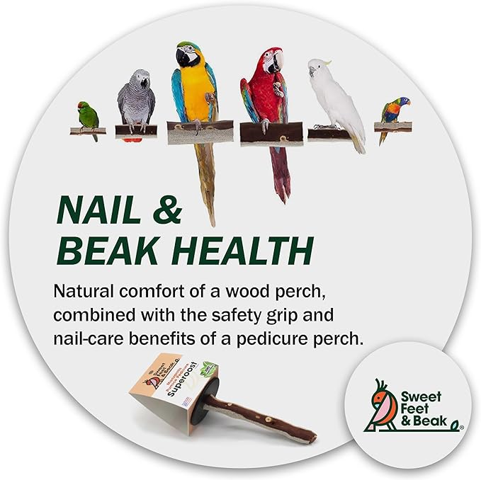 Superoost Manzanita Pumice Pedicure Perch- Easy to Install Bird Cage Accessories for Healthy Feet, Nails and Beak - Natural Bird Perches Imitates Birds' Life in The Wild - M 10"