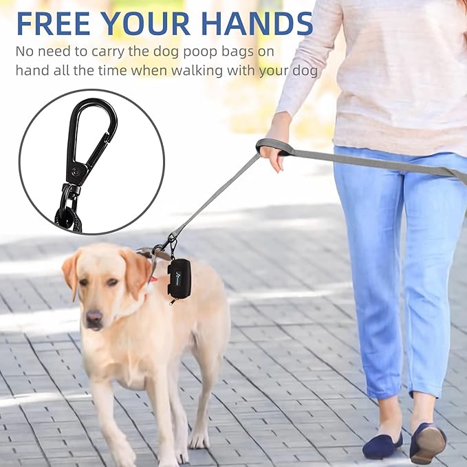 PuppyDoggy 1 Pack Poop Bag Holder for Dogs and Cats Waste Bag Dispenser Poop Bag Pouch Dispenser with 1 Roll of Free Poop Bags for Dog Leash Accessory Bicycle