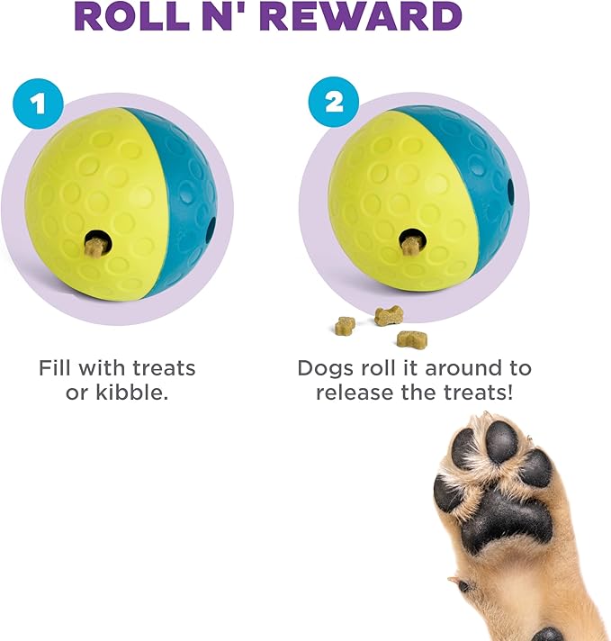Outward Hound by Nina Ottosson Treat Tumble Interactive Puzzle Ball Dog Toy, Level 1 Beginner, Blue, Small (4.75" Diameter)