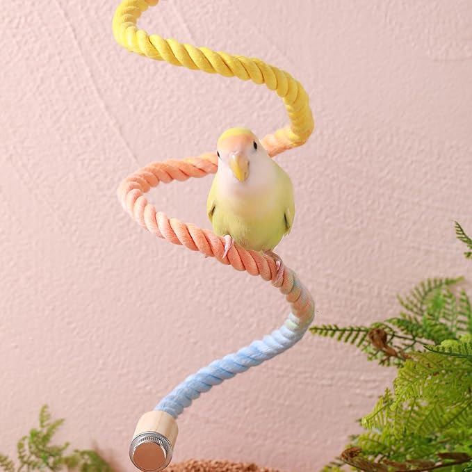 Multi-Color Rope Bird Perch Toys for Parrot Cage Stand, Climbing Swing Accessories for Cockatiel, Parakeets, Budgies, Lovebirds, Conures, Finches - 15.7 inch