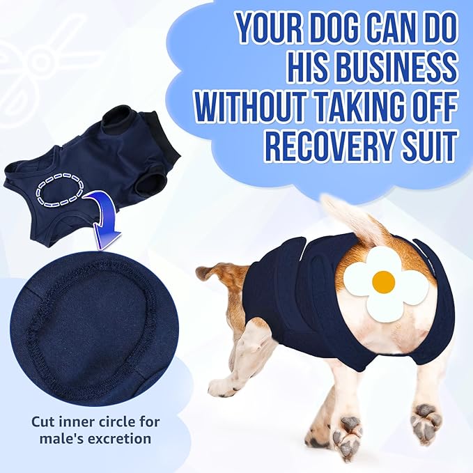 Lukovee Recovery Suit for Dogs, Zipper On Recovery Suit for Female Male Dog, Onesie Abdominal Wounds Cone E-Collar Alternative Prevent Licking Spay Recovery Suit (DBL,XXL)