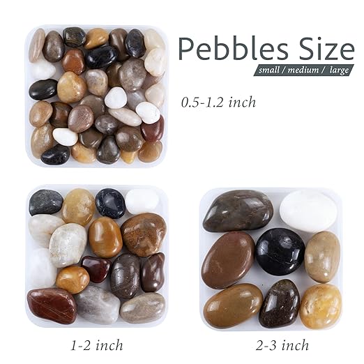 Large River Rocks for Landscaping, 20lbs Colorful Pebbles for Indoor Plants, 2-3 Inch Decorative Rocks for Planters, High Polished Stones for Vase Filler Fish Tank Garden