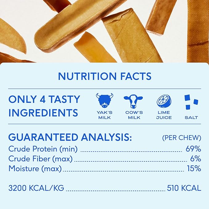 Native Pet Yak Cheese Himalayan Dog Chews - Long Lasting Dental Sticks for Large Breeds – 100% All Natural Himalayan Yak Chews for Large Dogs – Cheese Bone for Aggressive Chewers - 10 Per Pack