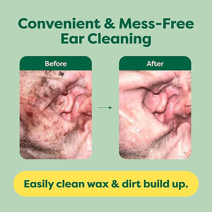 Earth Rated Vet-Developed Pet Ear Wipes, Hypoallergenic Cleaner for Dogs & Cats Ears to Remove Dirt and Wax Build Up, Wild Oat Scent, 70 Count