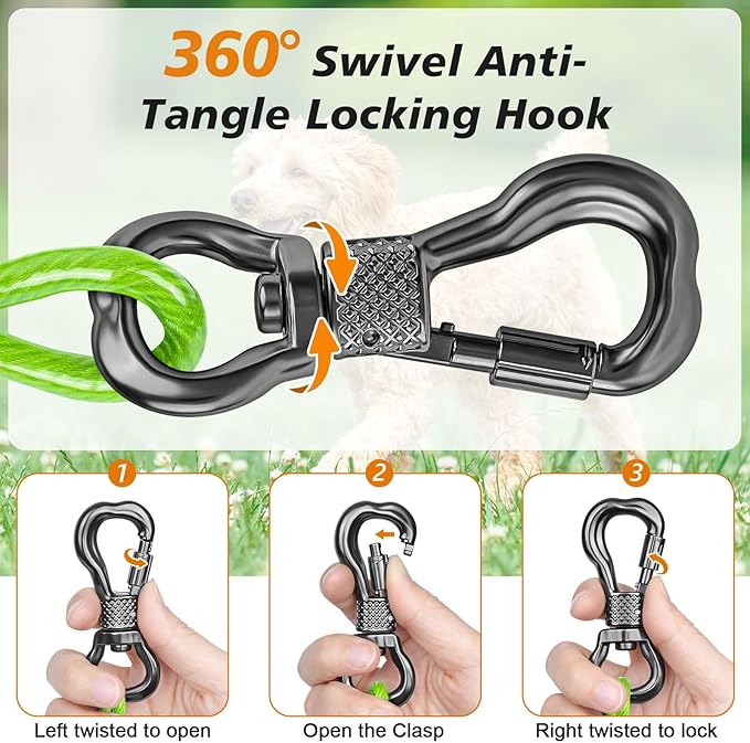 Tresbro 120FT Dog Tie Out Cable with Spring, Shock Absorbing Tether Chains for Outside Aavilable in 10/15/20/25/30/40/50/70/100/120 FT, Heavy Duty Leads for Yard for Medium & Large Dogs Up to 500 LBS