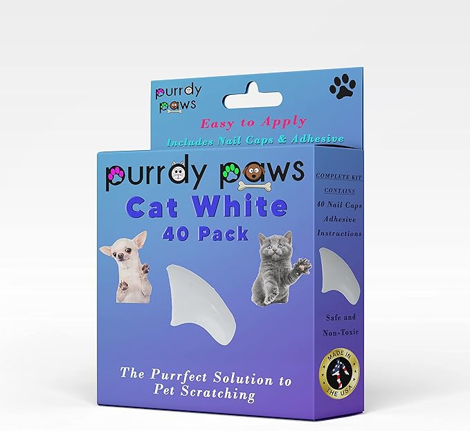 40 Pack Soft Nail Caps for Cat Claws White Medium