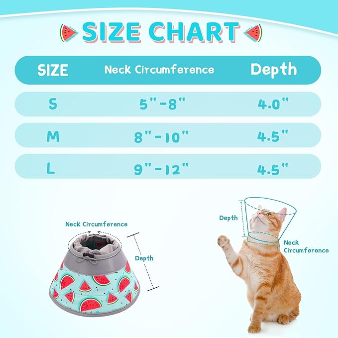 Cat Cone Collar Soft to Stop Licking, Adjustable, Foldable Lightweight Kitten Cones After Surgery Recovery for Cats & Kittens, Cat Cone Alternative (Blue, M)