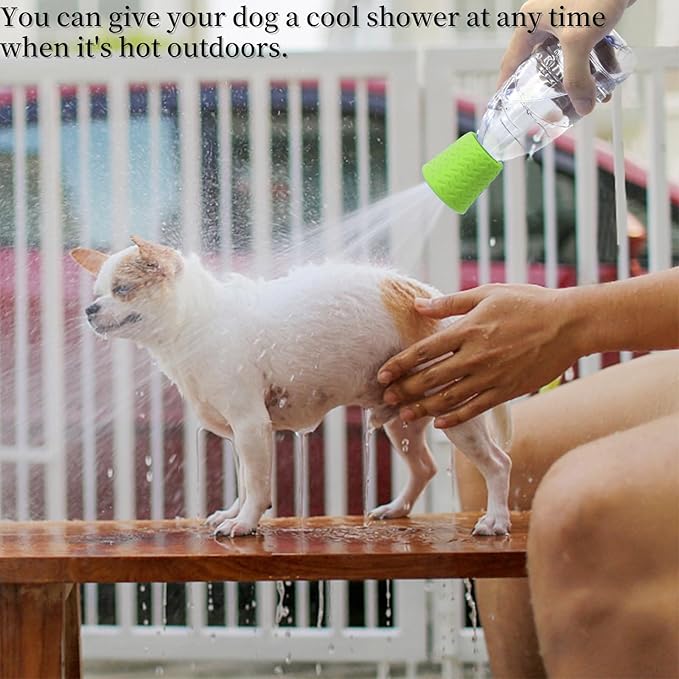 Portable Outdoor Shower for Dogs Bottle Attachment Outdoor Sprayer Accessory for Most Plastic Water Bottles for Bathing Pets During Outdoor Activities, Hiking and Camping. (Green)