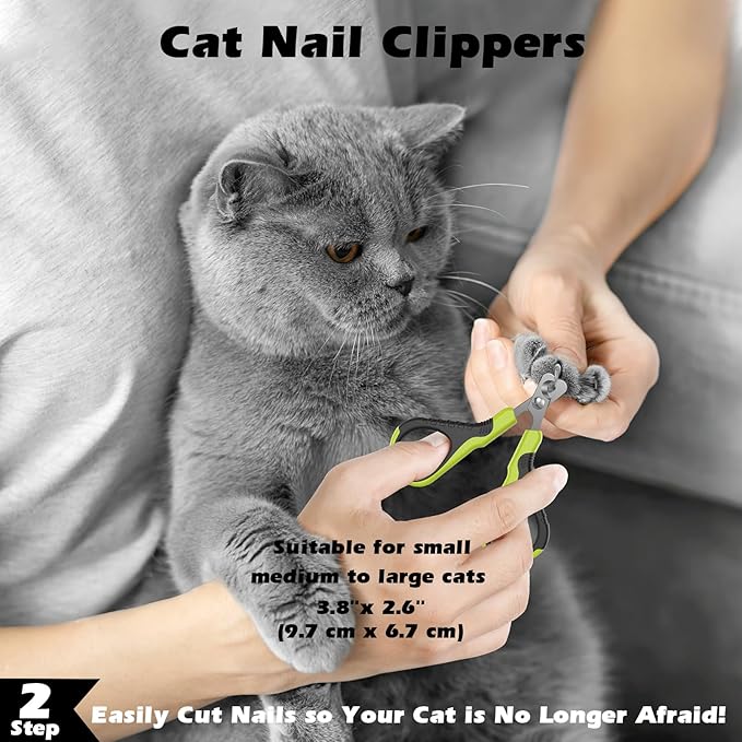 Comotech 3PCS Cat Grooming Supplies,Cat Brush & Nail Clipper/Trimmer & Flea Comb for Shedding Indoor Cats Dogs and Small Animals - Meet All Your Pet's Daily Grooming Needs - All in One Set (Black)