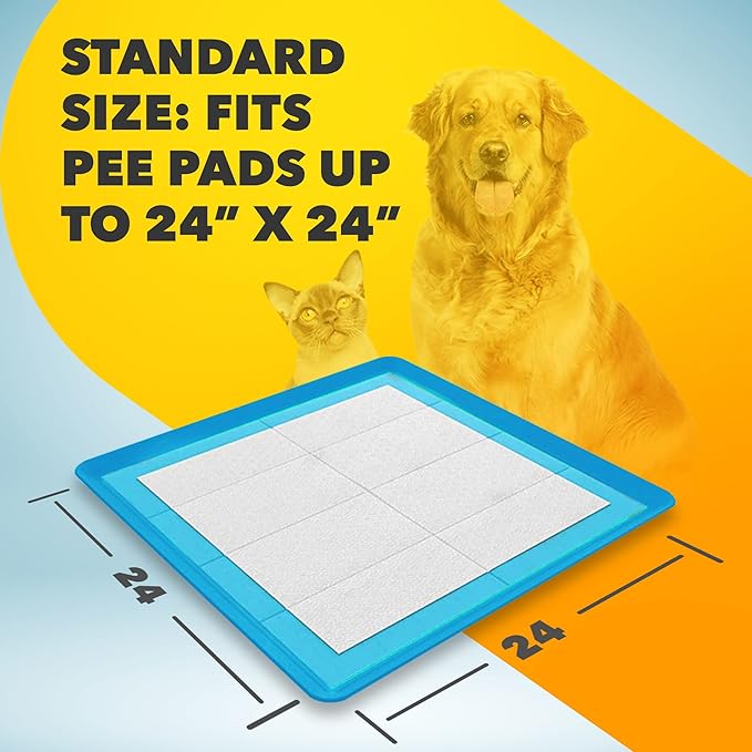 TidyFriend 2 Pack Dog Pee Pad Holder Tray Fits for 24” x 24” Wee Wee Pee Pads - Stable Grip, Raised Edges, Quick-Wipe Silicone Surface Dog Potty Tray Holder for Indoor Flooring Protection (Dark Blue)