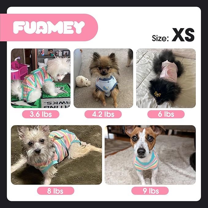 FUAMEY Recovery Suit for Dogs After Surgery,Soft Breathable Dog Bodysuit E-Collar & Cone Alternative Surgical Suit,Male Female Dog Neuter Spay Suits Anti Licking Wounds Onesie Dark Blue Stripes XS