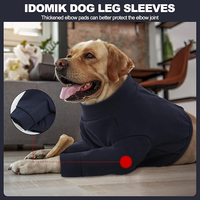 IDOMIK Dog Recovery Suit, Dog Surgery Recovery Suit Front Legs, Comfy Joint Leg Sleeves After Surgery, Elbow Braces Protector for Leg Injuries & Joint Pain, Cone Collar Alternatives,Navy,XL