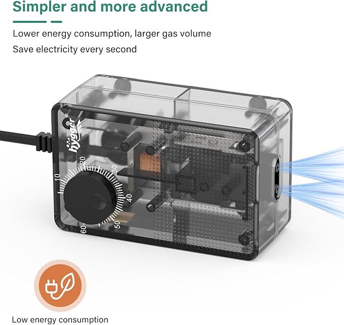 hygger See-Through Air Pump for Aquarium: Adjustable Oxygen Pump，Silent Powerful Aerator Pump 3.5W 2 Air Outlets Ultra Silent for Large Medium Fish Tank,Hydroponic Systerm, Household Commercial Use