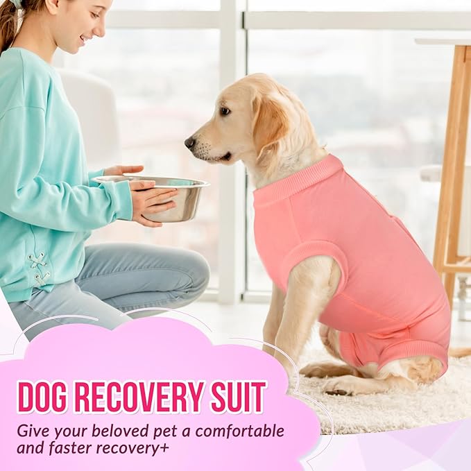 Lukovee Recovery Suit for Dogs, Onesie Surgery Recovery Suit for Female Male Dogs, Abdominal Wounds Cone E-Collar Alternative Prevent Licking Spay Recovery Suit (Peach,XL)