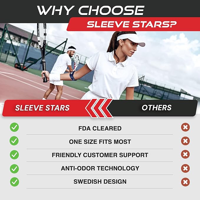 Sleeve Stars Tennis Elbow Brace for Women - Adjustable Tennis Elbow Strap, Golfers Elbow Brace for Men, Counterforce Brace for Tendonitis Relief, Fits 9"-23" (Single/Navy Blue)