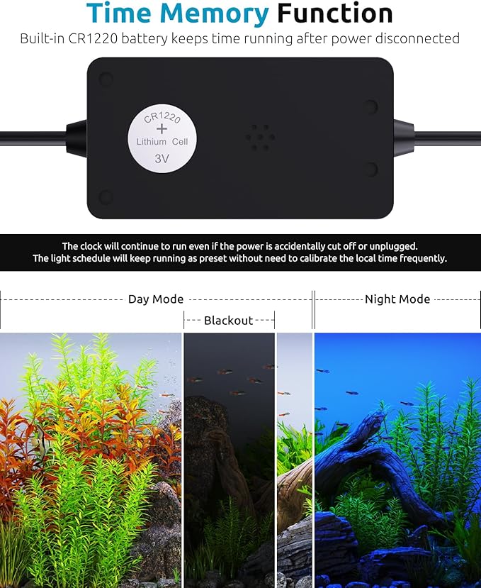 Aquarium Light for Fish Tank, 24/7 Custom Timer, Power-Off Memory, 7-Row LED 24-30in Full Spectrum Fish Tank Lights, 8 Colors, 20 Brightness, Day&Night Cycle, Adjustable Mount for Freshwater