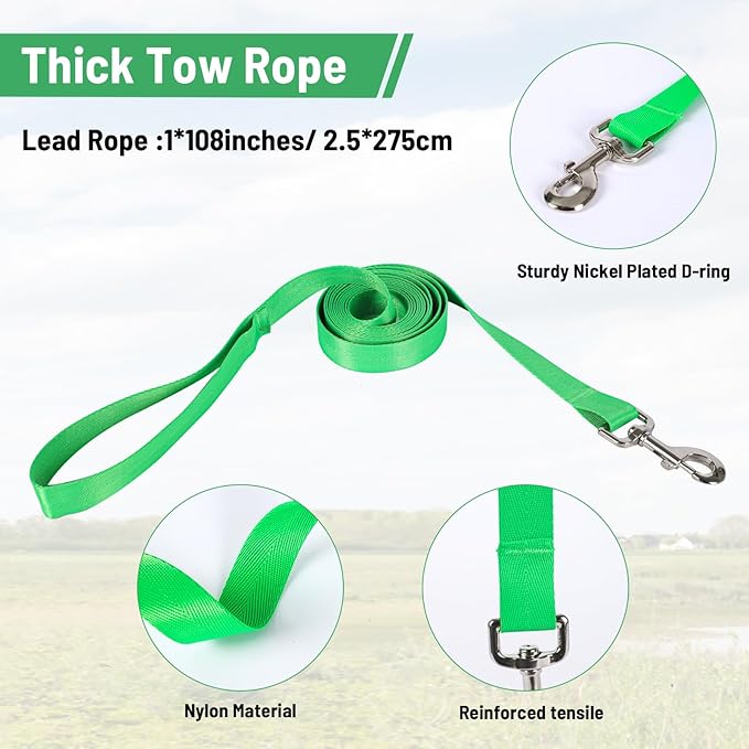 XUANNIAO Easily Adjustable Figure 8 Cow Halter, Double-Ply Premium Livestock Cattle Halters, Colorful Cow Utility Calf Halter with Leading Rope for Miniature Horse Donkey Goat Foal (Large, Green)