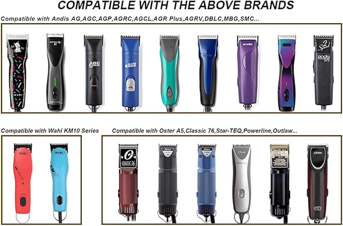 10 Blades Dog Grooming Blades Compatible with Andis/Oster A5/Wahl KM-10 Series Dog Clippers,Detachable Clipper Replacement Blade,Black,Size 10 Blade 1/16" (10#/3PCS)
