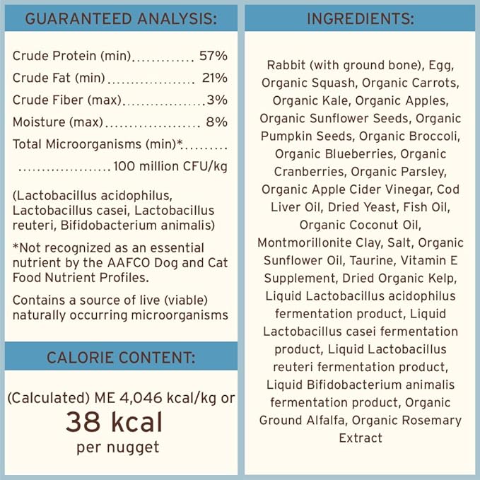 Primal Freeze Dried Raw Cat Food Nuggets Rabbit, Complete & Balanced Meal or Topper, Premium, Healthy, Grain Free, High Protein Raw Cat Food with Probiotics (5.5 oz)