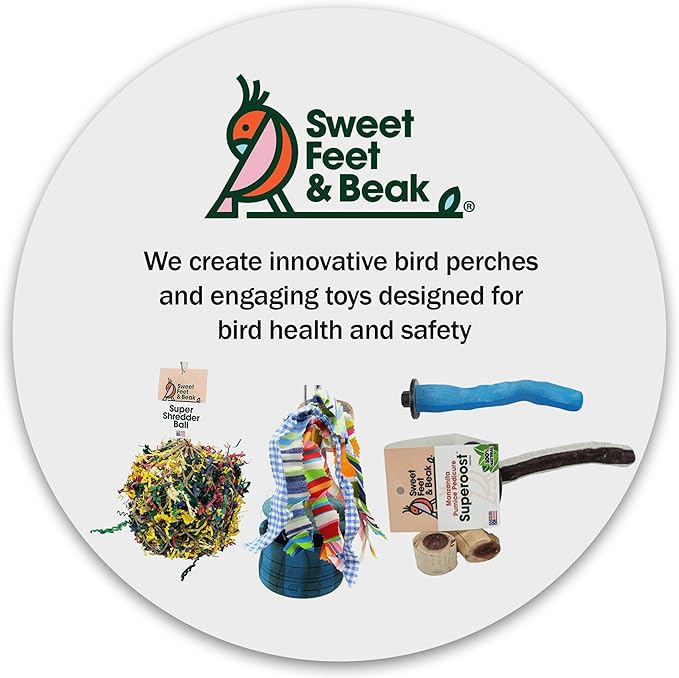 Comfort Grip Safety Perch for Bird Cages - Pedicure Perch for Birds to Keep Nails and Beaks in Top Condition - Safe Easy to Install Bird Cage Accessories - Small 6.5"