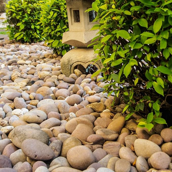 20lbs Natural River Rocks, 1"-2" Premium Pebbles for Garden and Landscape Design, Hand-Picked Smooth Stones for Fish Tank, Flower Pots, Indoor Water Fountains, Pathways, Backyard