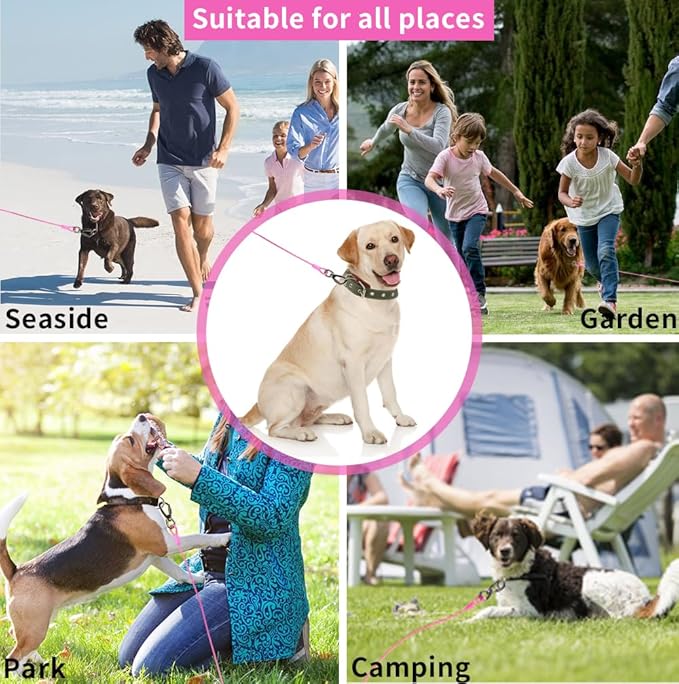 Dog tie Out Cable, 10/20/25/30/50/70/100 feet, Suitable for Dogs up to 350 pounds, Dog Cable with Swivel Buckle, Lightweight, Non-Winding, for Outdoor Camping, Yard Dog Cable (Pink, 70FT)