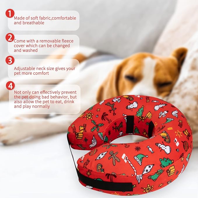 CuteBone Inflatable Dog Neck Donut with Removable Soft Fleece Covers for Small/Medium/Large Dogs and Cats After Surgery GWB07XL