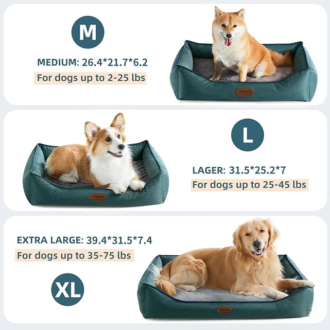 Orthopedic Dog Beds for Medium Dogs, Durable Egg Crate Foam Sofa Dog Bed wit Washable Removable Cover,Waterproof Lining,Pet Bed for Large Dogs (Olive Green, 31.5" L x 25.2" W x 7" Th)