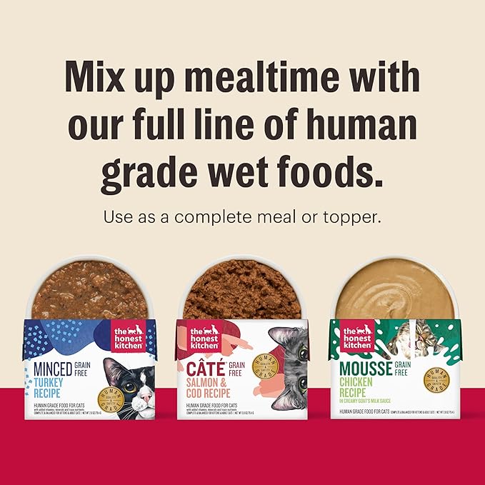The Honest Kitchen Minced - Salmon & Cod in Fish Broth Gravy Wet Cat Food, 5.5 oz (Pack of 12)