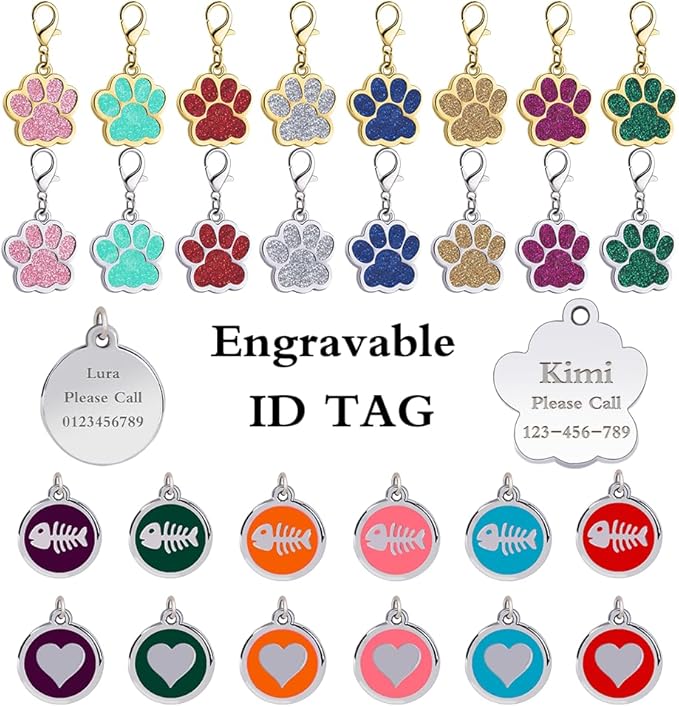 Personalized Breakaway Cat Collars Glow-in-The-Dark with ID Tag, Bell - Safety Quick - Release, Customizable for Female Male Kittens & Cats (Navy)