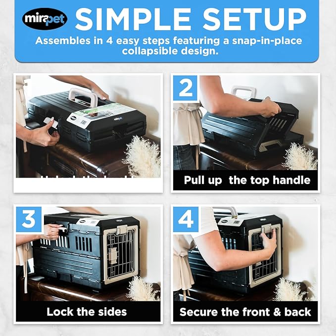 USA Pet Carrier & Crate 26" - Premium Collapsible Design for Medium Cats and Dogs - Portable Kennel for Indoor/Outdoor Use - 360-Degree Ventilation & Hard Plastic Wall Protection