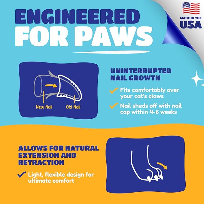 Soft Claws Cat Nail Caps for Medium Cats – (40 Caps, Green & Gold) - Made in USA - Veterinarian-Developed | Protects Furniture & Skin - Easy to Apply, Long-Lasting Anti-Scratch Soft Cat Claw Covers