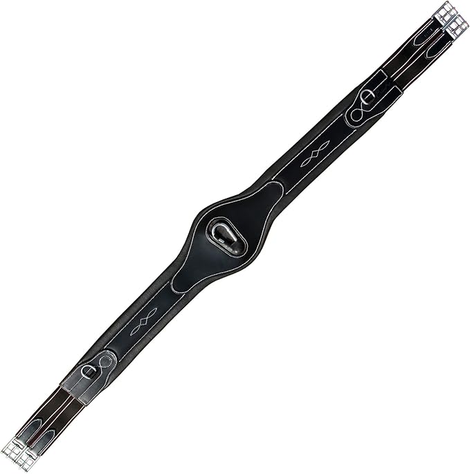 Exion Designer Anatomic Snap Over Lay Girth | Comfortable Leather Horse Girth for English Saddles | Jumping & Riding