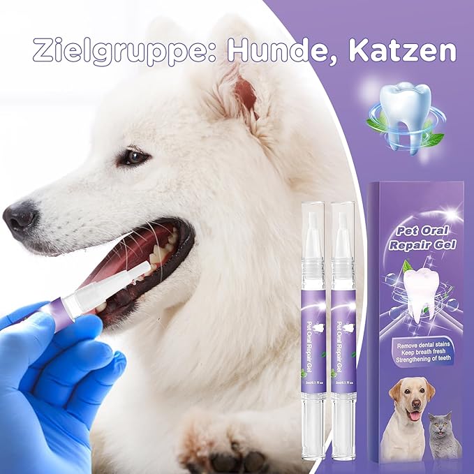 6Pcs Pet Oral Repair Gel, Dog Oral Repair Gel, Pet Breath Freshener for Cats and Dogs, Removes Tartar, Keeps Breath Fresh, Strengthens Teeth,No Brushing Oral Care Cleaner,3ML