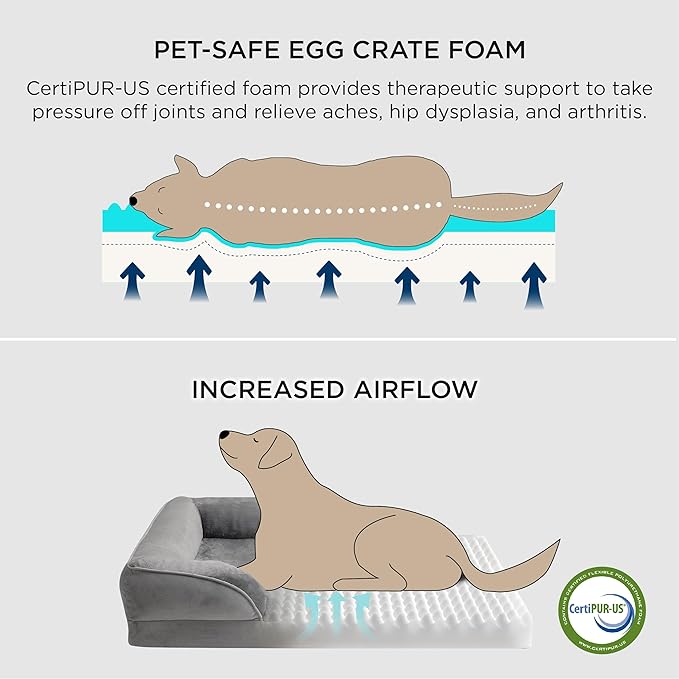 Bedsure XL Orthopedic Dog Bed for Extra Large Dogs - Washable XLarge Dog Cat Bed Waterproof, Comfort Dogs Couch Sofa with Washable Removable Cover, Pet Bed with Nonskid Bottom, Plush-Faded Denim, 42"